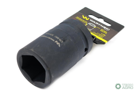 Nasadka udarowa sześciokątna 1"długa. 33 mm. CrMo. DIN 3129 Waryński Nasadka udarowa sześciokątna 1"długa. 33 mm. CrMo. DIN 3129 Waryński