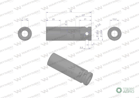 Nasadka udarowa sześciokątna długa 1/2". 15 mm. CrMo. DIN 3129. Waryński Nasadka udarowa sześciokątna długa 1/2". 15 mm. CrMo. DIN 3129. Waryński