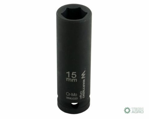 Nasadka udarowa sześciokątna długa 1/2". 15 mm. CrMo. DIN 3129. Waryński Nasadka udarowa sześciokątna długa 1/2". 15 mm. CrMo. DIN 3129. Waryński