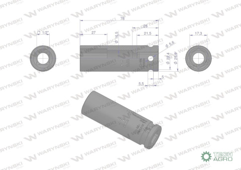 Nasadka udarowa sześciokątna długa 1/2". 17 mm. CrMo. DIN 3129. Waryński Nasadka udarowa sześciokątna długa 1/2". 17 mm. CrMo. DIN 3129. Waryński