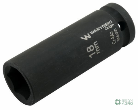 Nasadka udarowa sześciokątna długa 1/2". 18 mm. CrMo. DIN 3129. Waryński Nasadka udarowa sześciokątna długa 1/2". 18 mm. CrMo. DIN 3129. Waryński
