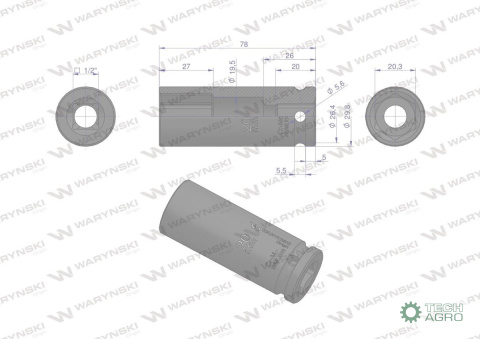 Nasadka udarowa sześciokątna długa 1/2". 20 mm. CrMo. DIN 3129. Waryński Nasadka udarowa sześciokątna długa 1/2". 20 mm. CrMo. DIN 3129. Waryński