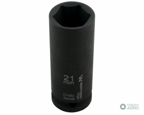 Nasadka udarowa sześciokątna długa 1/2". 21 mm. CrMo. DIN 3129. Waryński Nasadka udarowa sześciokątna długa 1/2". 21 mm. CrMo. DIN 3129. Waryński