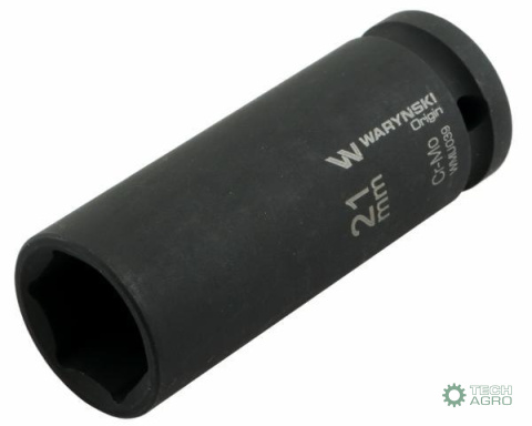 Nasadka udarowa sześciokątna długa 1/2". 21 mm. CrMo. DIN 3129. Waryński Nasadka udarowa sześciokątna długa 1/2". 21 mm. CrMo. DIN 3129. Waryński