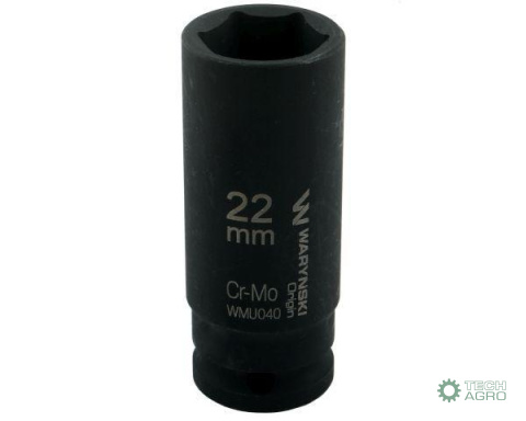 Nasadka udarowa sześciokątna długa 1/2". 22 mm. CrMo. DIN 3129. Waryński Nasadka udarowa sześciokątna długa 1/2". 22 mm. CrMo. DIN 3129. Waryński