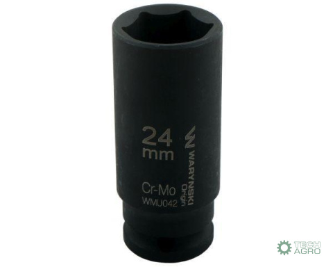 Nasadka udarowa sześciokątna długa 1/2". 24 mm. CrMo. DIN 3129. Waryński Nasadka udarowa sześciokątna długa 1/2". 24 mm. CrMo. DIN 3129. Waryński