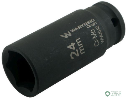 Nasadka udarowa sześciokątna długa 1/2". 24 mm. CrMo. DIN 3129. Waryński Nasadka udarowa sześciokątna długa 1/2". 24 mm. CrMo. DIN 3129. Waryński