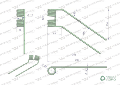 Palec przetrząsarka prawy zastosowanie Fella WARYŃSKI W-461110 Palec przetrząsarka prawy zastosowanie Fella WARYŃSKI W-461110