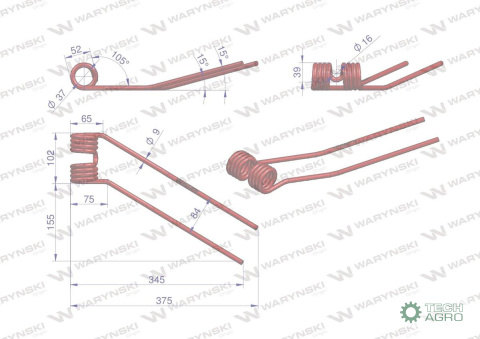 Palec przetrząsarka zastosowanie Deutz Fahr Pottinger 06229776 Waryński Palec przetrząsarka zastosowanie Deutz Fahr Pottinger 06229776 Waryński