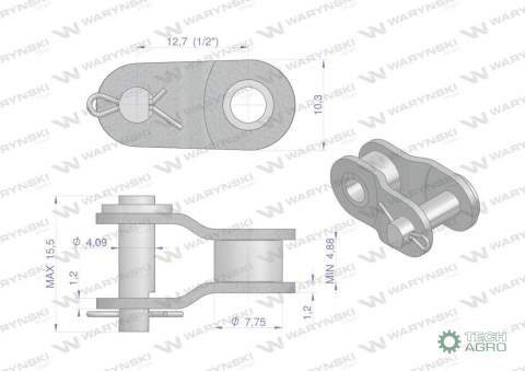 Półogniwo łańcucha 083-1 (R1 1/2 x 3/16) zastosowanie Siewnik Kukurydzy Waryński (sprzedawane po 5) Półogniwo łańcucha 083-1 (R1 1/2 x 3/16) zastosowanie Siewnik Kukurydzy Waryński (sprzedawane po 5)