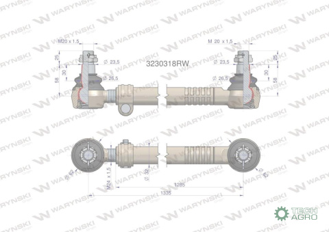 Drążek kierowniczy 1335mm 3230318R WARYŃSKI Drążek kierowniczy 1335mm 3230318R WARYŃSKI