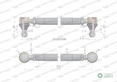 Drążek kierowniczy 1370mm 5135076 WARYŃSKI Drążek kierowniczy 1370mm 5135076 WARYŃSKI