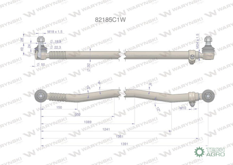 Drążek kierowniczy 1391mm 82185C1 WARYŃSKI Drążek kierowniczy 1391mm 82185C1 WARYŃSKI