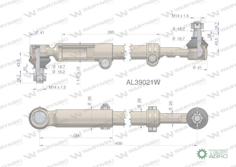 Drążek kierowniczy 406mm AL39021 WARYŃSKI Drążek kierowniczy 406mm AL39021 WARYŃSKI