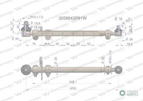 Drążek kierowniczy 435mm 3058843R91 WARYŃSKI Drążek kierowniczy 435mm 3058843R91 WARYŃSKI