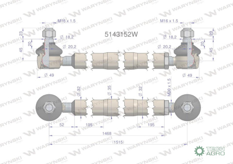 Drążek kierowniczy 5143152 WARYŃSKI Drążek kierowniczy 5143152 WARYŃSKI