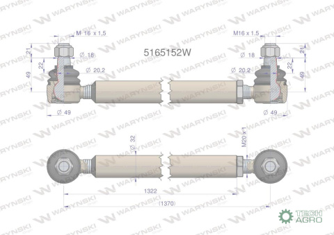 Drążek kierowniczy 5165152 WARYŃSKI Drążek kierowniczy 5165152 WARYŃSKI