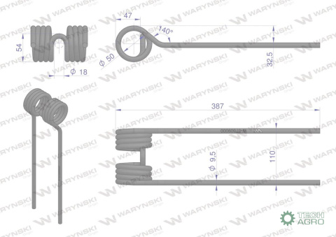 Palec przetrząsarka zastosowanie KUHN 67609000 W-5760900 Waryński Palec przetrząsarka zastosowanie KUHN 67609000 W-5760900 Waryński