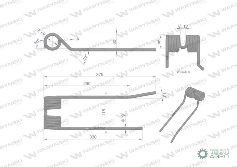 Palec przetrząsarko-zgrabiarki zastosowanie PZ Zweeger Vicon Mesko Waryński PZ-106 5275130010 Palec przetrząsarko-zgrabiarki zastosowanie PZ Zweeger Vicon Mesko Waryński PZ-106 5275130010
