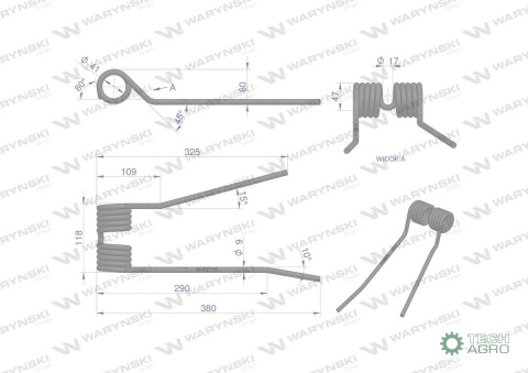 Palec przetrząsarko-zgrabiarki zastosowanie PZ Zweeger Vicon Mesko Waryński PZ-110 5275130030 Palec przetrząsarko-zgrabiarki zastosowanie PZ Zweeger Vicon Mesko Waryński PZ-110 5275130030