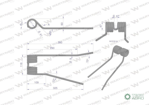 Palec przetrząsarko-zgrabiarki zastosowanie PZ Zweeger Vicon Mesko Waryński PZ-111 5275130040 Palec przetrząsarko-zgrabiarki zastosowanie PZ Zweeger Vicon Mesko Waryński PZ-111 5275130040