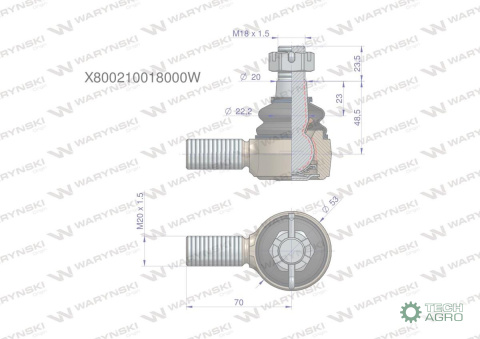 Przegub kierowniczy M20x1.5 X800210018000 WARYŃSKI Przegub kierowniczy M20x1.5 X800210018000 WARYŃSKI