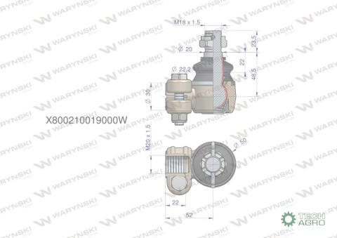 Przegub kierowniczy M20x1.5 X800210019000 WARYŃSKI Przegub kierowniczy M20x1.5 X800210019000 WARYŃSKI