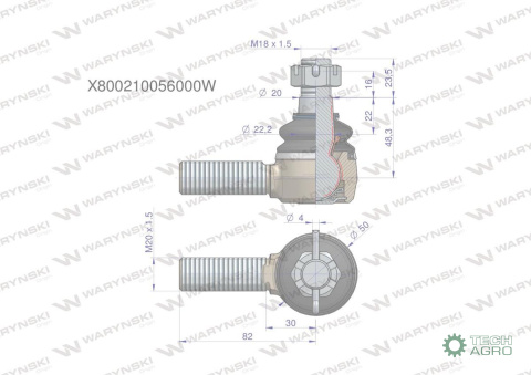 Przegub kierowniczy M20x1.5 X800210056000 WARYŃSKI Przegub kierowniczy M20x1.5 X800210056000 WARYŃSKI