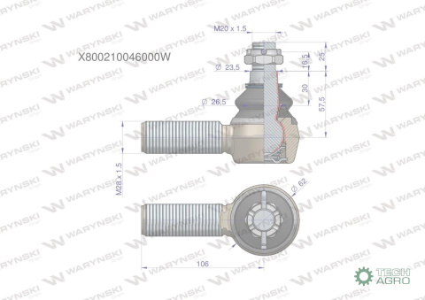 Przegub kierowniczy M28x1.5 G514300100054 WARYŃSKI Przegub kierowniczy M28x1.5 G514300100054 WARYŃSKI