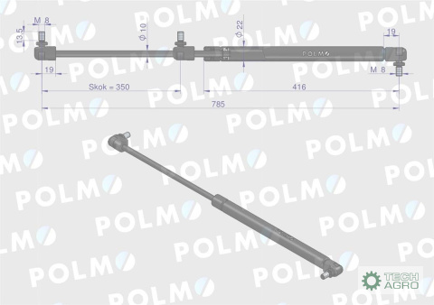 Siłownik L max. 785mm 3782975M1P MASSEY FERGUSON POLMO Siłownik L max. 785mm 3782975M1P MASSEY FERGUSON POLMO