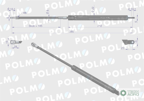 Siłownik maski L max. 385mm 65415046 MASSEY FERGUSON POLMO Siłownik maski L max. 385mm 65415046 MASSEY FERGUSON POLMO