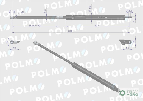 Siłownik pedału sprzęgła L max. 204mm 3583941M1P MASSEY FERGUSON POLMO Siłownik pedału sprzęgła L max. 204mm 3583941M1P MASSEY FERGUSON POLMO