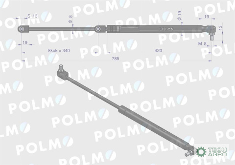 TELESKOP GAZ.785MM POLMO TELESKOP GAZ.785MM POLMO