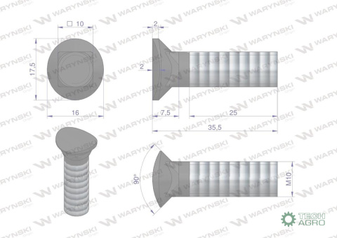 ŚRUBA M10X35-8.8 PÓŁOKR.WARYŃSKI ŚRUBA M10X35-8.8 PÓŁOKR.WARYŃSKI