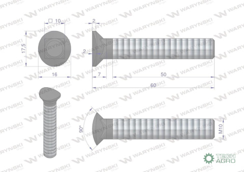Śruba kpl. redliczkowa półokrągła M10x60 mm kl. 8.8 Waryński ( sprzedawane po 25 ) Śruba kpl. redliczkowa półokrągła M10x60 mm kl. 8.8 Waryński ( sprzedawane po 25 )