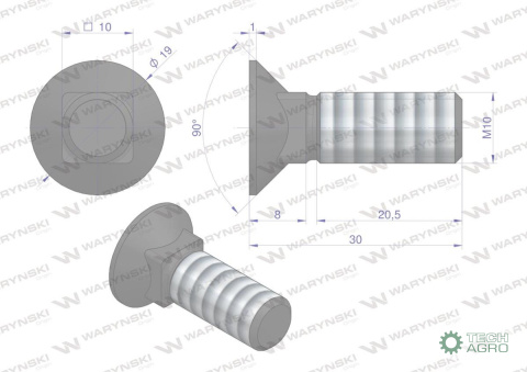 Śruba płużna podsadzana D 608 M10x30 mm kl.10.9 Waryński ( sprzedawane po 10kg ) Śruba płużna podsadzana D 608 M10x30 mm kl.10.9 Waryński ( sprzedawane po 10kg )