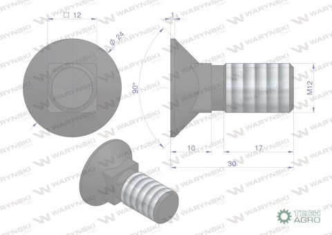 Śruba płużna podsadzana D 608 M12x30 mm kl.10.9 Waryński ( sprzedawane po 10kg ) Śruba płużna podsadzana D 608 M12x30 mm kl.10.9 Waryński ( sprzedawane po 10kg )