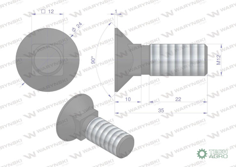Śruba płużna podsadzana D 608 M12x35 mm kl.10.9 Waryński ( sprzedawane po 10kg ) Śruba płużna podsadzana D 608 M12x35 mm kl.10.9 Waryński ( sprzedawane po 10kg )