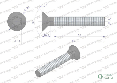 Śruba płużna podsadzana D 608 M12x80 mm kl.10.9 zastosowanie Gruber Waryński ( sprzedawane po 10kg ) Śruba płużna podsadzana D 608 M12x80 mm kl.10.9 zastosowanie Gruber Waryński ( sprzedawane po 10kg )