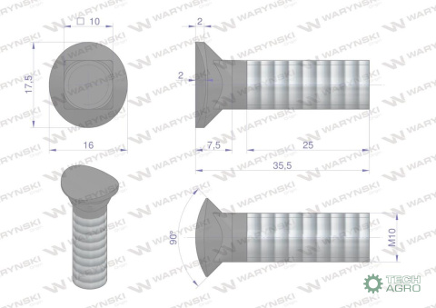 Śruba redliczkowa półokrągła M10x35 mm kl. 8.8 Waryński ( sprzedawane po 10kg ) Śruba redliczkowa półokrągła M10x35 mm kl. 8.8 Waryński ( sprzedawane po 10kg )