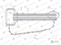 Sworzeń zaczepu z zawleczką i łańcuchem32x165x200 TEGER