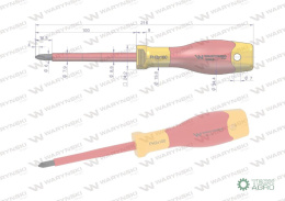 Wkrętak PH2 100 mm izolowany VDE stal S 2, Waryński