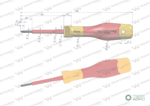 Wkrętak PZ0 60mm. izolowany. VDE. stal S2, Waryński Wkrętak PZ0 60mm. izolowany. VDE. stal S2, Waryński