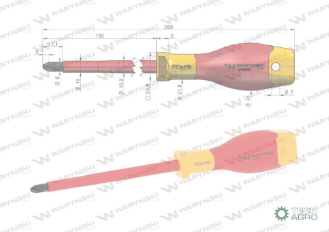 Wkrętak PZ3 150 mm. stal S2, VDE. Waryń ski Wkrętak PZ3 150 mm. stal S2, VDE. Waryń ski