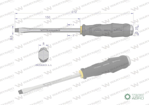 Wkrętak do pobijania 8.5x150mm Waryński Wkrętak do pobijania 8.5x150mm Waryński