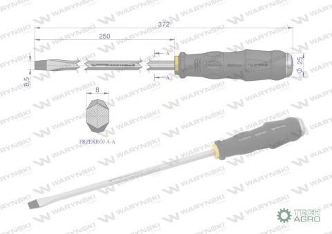 Wkrętak do pobijania 8.5x250mm Waryński Wkrętak do pobijania 8.5x250mm Waryński