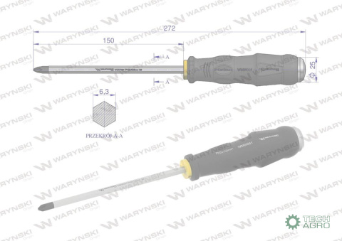 Wkrętak do pobijania PH2x150mm Waryński Wkrętak do pobijania PH2x150mm Waryński