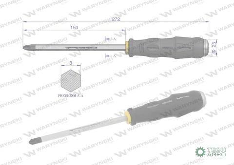 Wkrętak do pobijania PH3x150mm Waryński Wkrętak do pobijania PH3x150mm Waryński
