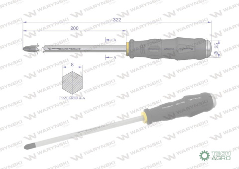 Wkrętak do pobijania PH3x200mm Waryński Wkrętak do pobijania PH3x200mm Waryński