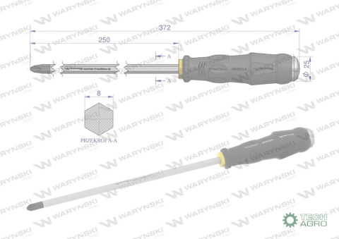 Wkrętak do pobijania PH3x250mm Waryński Wkrętak do pobijania PH3x250mm Waryński